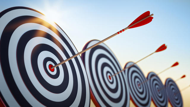 Arrows accurately shot into mutiple targets