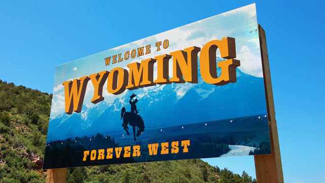 Welcome to Wyoming highway sign