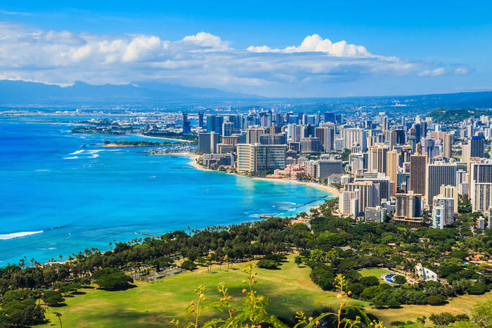 Overhead view of Honolulu, Hawaii
