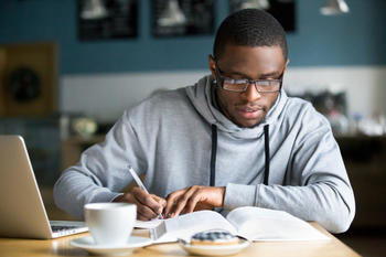 Student studying at home